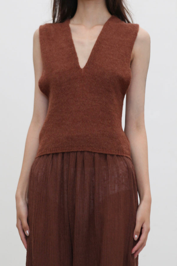 Cortana 25 Early Fall Luxury Top Vest CTN-PF25-K5163-LIGHT BROWN